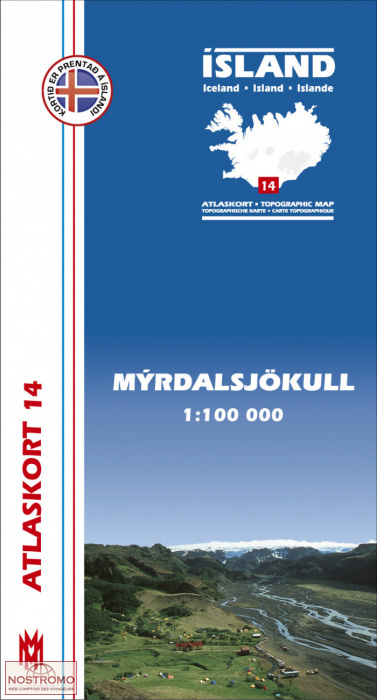 MYRDARSJÖKULL 14 | hiking map Mal og Menning