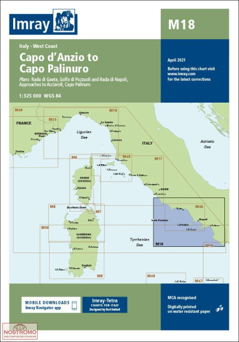 M18 DU CAP D'ANZIO AU CAP PALINURO | carte marine Imray