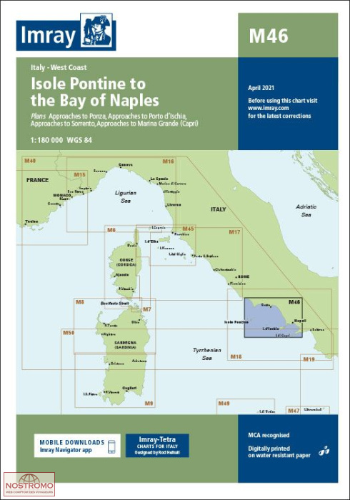 M46 DES ÎLES PONTINES À LA BAIE DE NAPLES | carte marine Imray