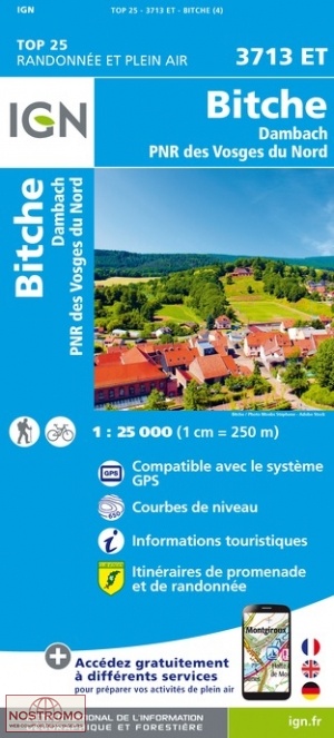 3713ET PAYS DE BITCHE | carte de randonnée IGN