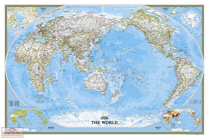THE WORLD POLITICAL PACIFIC CENTERED | National Geographic wall map