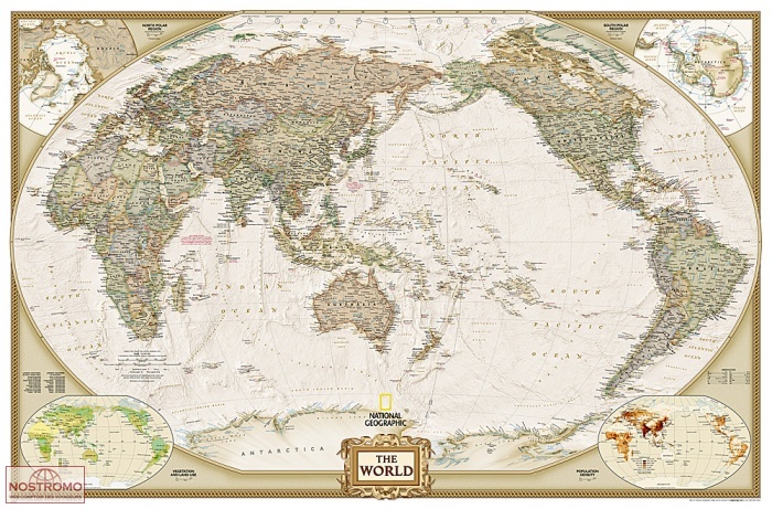 THE WORLD POLITICAL PACIFIC CENTERED EXECUTIVE | National Geographic wall map