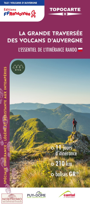 LA GRANDE TRAVERSÉE DES VOLCANS D'AUVERGNE | carte de randonnée FFRP