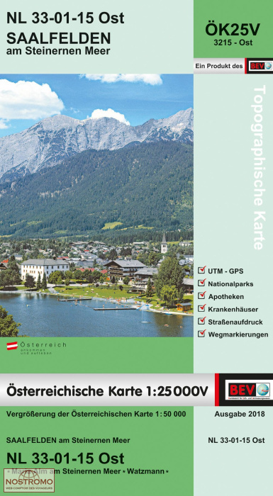 3215-OST SAALFELDEN AM STEINERNEN MEER | carte topographique BEV