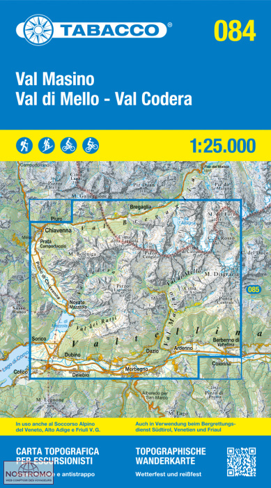 084 VAL MASINO - VAL DI MELLO - VAL CODERA | Tabacco hiking map