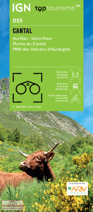 D15 CANTAL | carte touristique IGN