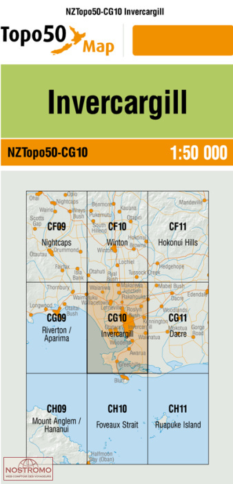 CG10 INVERCARGILL | carte topographique LINZ