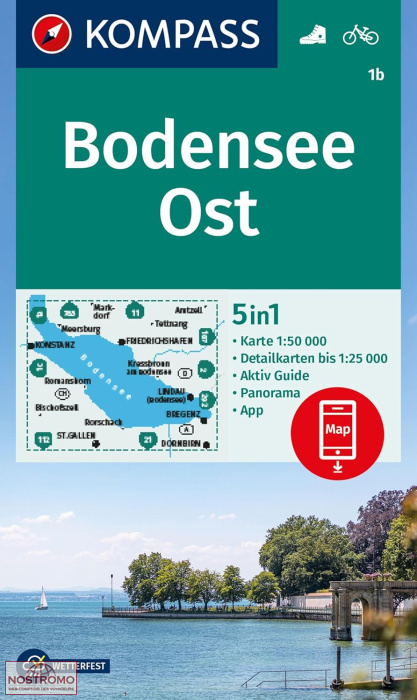 1B BODENSEE OST | carte de randonnée Kompass