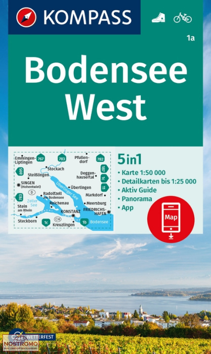 1A BODENSEE WEST | carte de randonnée Kompass