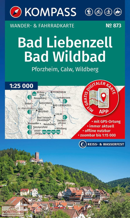 873 BAD LIEBENZELL- BAD WILDBAD | Kompass hiking map