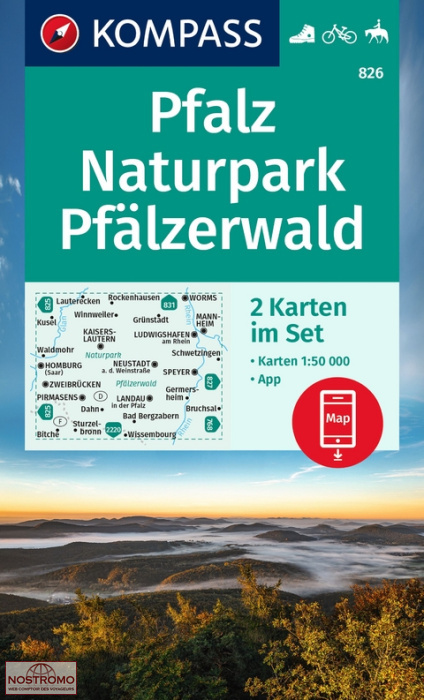 826 PFALZ - NATURPARK PFÄLZERWALD | Kompass hiking maps