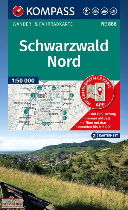 886 SCHWARZWALD NORD | cartes de randonnée Kompass