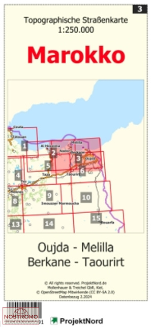 03 OUJDA - MELILLA - BERKANE - TAOURIRT | Projektnord topographic map