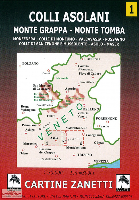 1 COLLI ASOLANI | carte de randonnée Zanetti