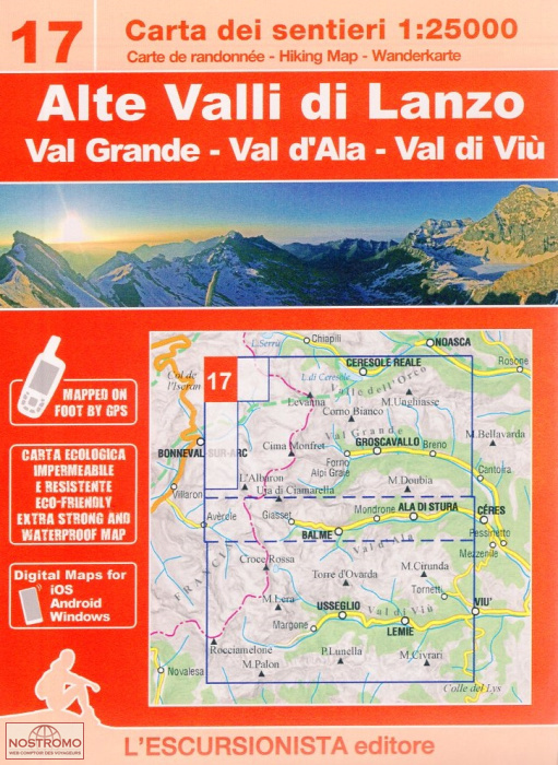 17 ALTE VALLI DI LANZO | carte de randonnée l'Escursionista