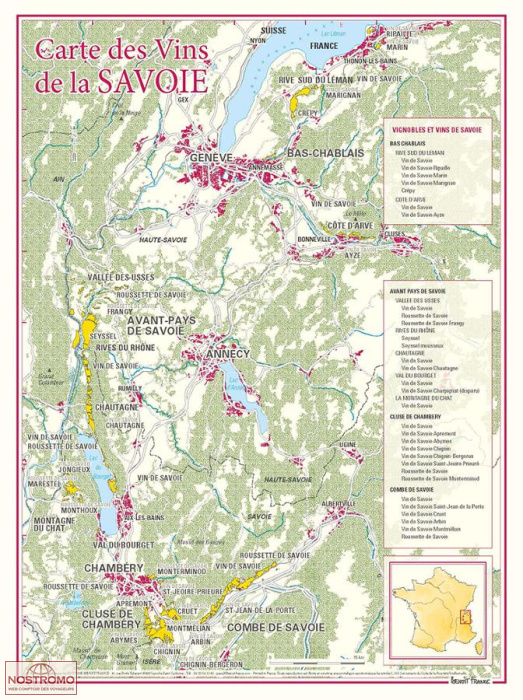 CARTE DES VINS DE LA SAVOIE | poster Benoit France