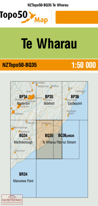 BQ35 TE WHARAU | carte topographique LINZ
