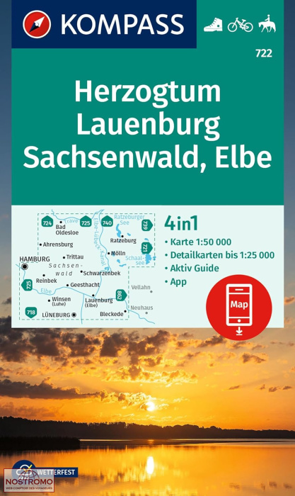 722 HERZOGTUM - LAUENBURG - SACHSENWALD - ELBE | Kompass hiking map