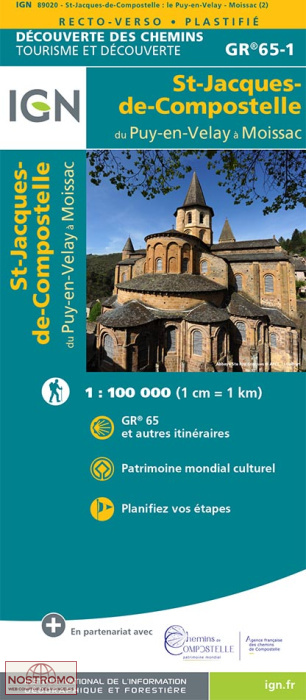 WAY OF ST JAMES : LE PUY-EN-VELAY - MOISSAC | IGN pilgrimage map