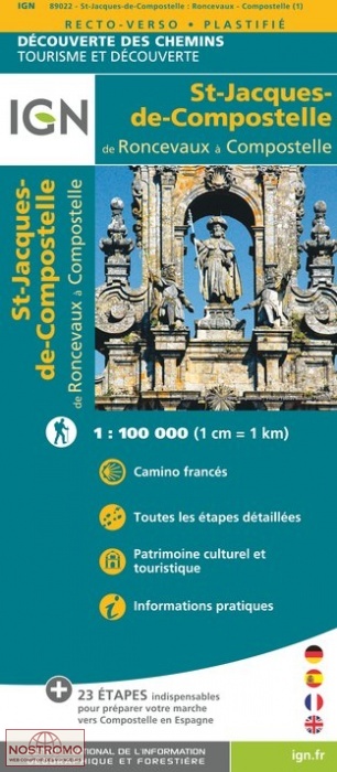 WAY OF ST JAMES : RONCESVALLES - SANTIAGO | IGN pilgrimage map