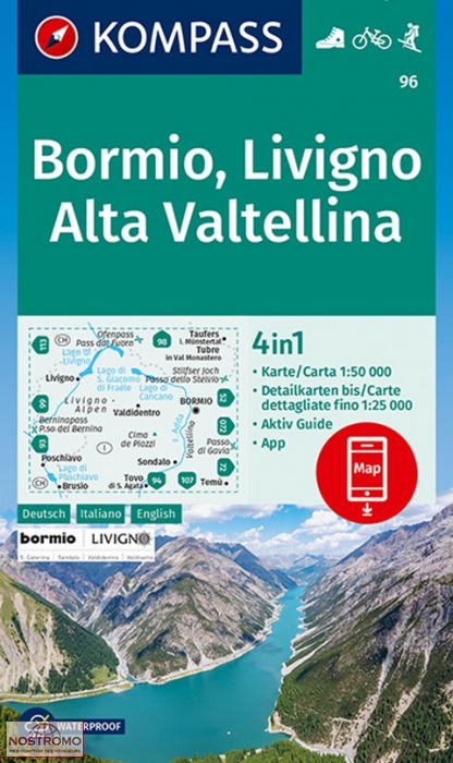 96 BORMIO - LIVIGNO - ALTA VALTELLINA | Kompass hiking map