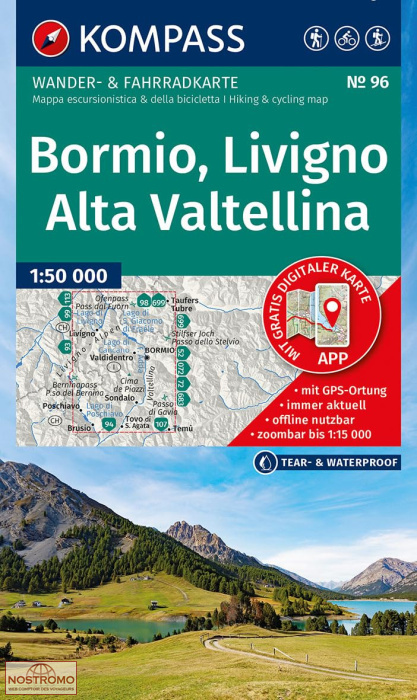 96 BORMIO - LIVIGNO - ALTA VALTELLINA | Kompass hiking map