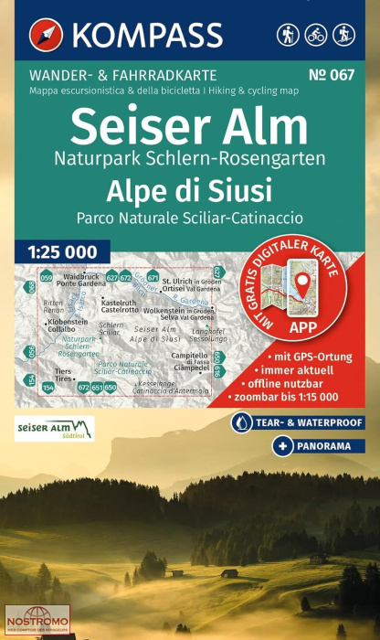 SEISER ALM / ALPE DI SIUSI 067 | carte de randonnée Kompass