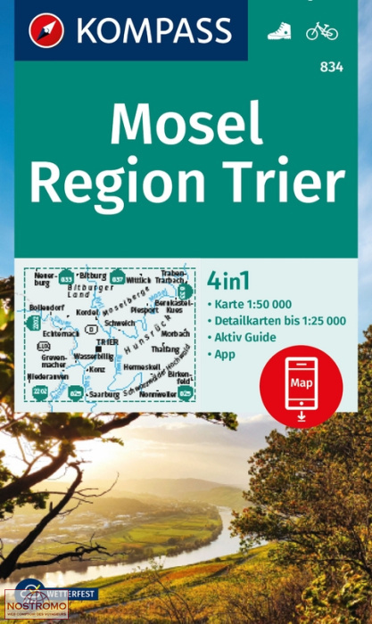 834 MOSEL - REGION TRIER | Kompass hiking map