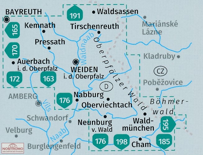 186 OBERPFÄLZER WALD | cartes de randonnée Kompass | nostromoweb