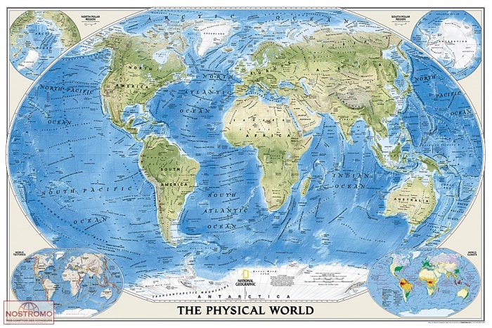 THE WORLD PHYSICAL - OCEAN FLOOR   | National Geographic wall map