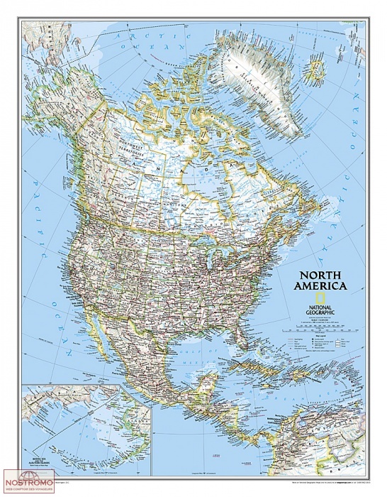 AMÉRIQUE DU NORD POLITIQUE | carte murale National Geographic