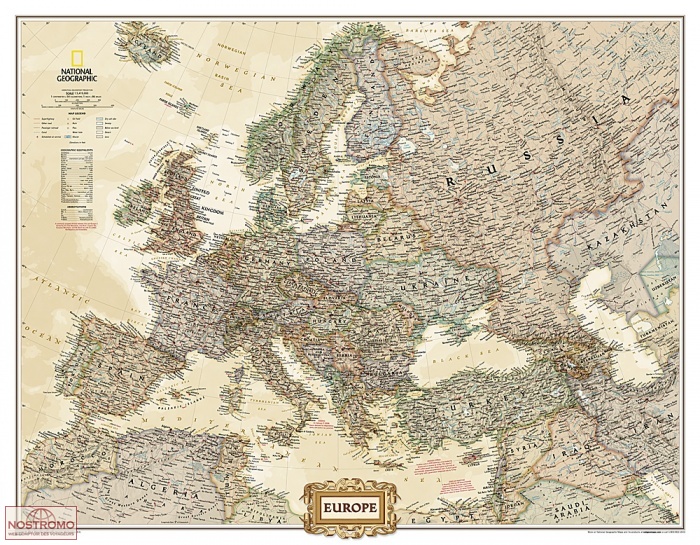 EUROPE POLITICAL ANTIC | National Geographic wall map