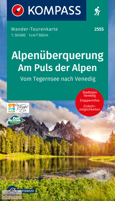 2555 DIE ALPENÜBERQUERUNG - AM PULS DER ALPEN | carte de randonnée Kompass