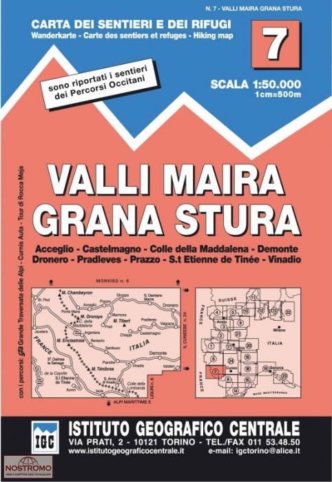 07 VALLI MAIRA - GRANA - STURA | carte de randonnée IGC