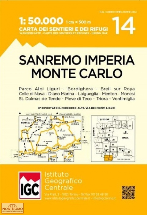 14 SANREMO - IMPERIA - MONTE CARLO | carte de randonnée IGC