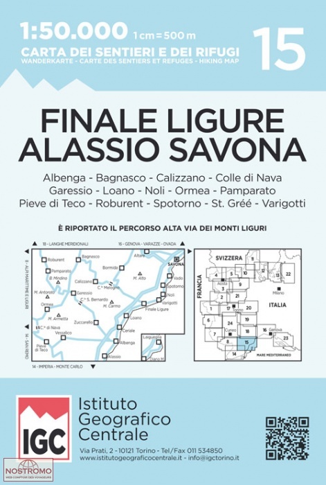 15 FINALE LIGURE - ALASSIO - SAVONA | carte de randonnée IGC