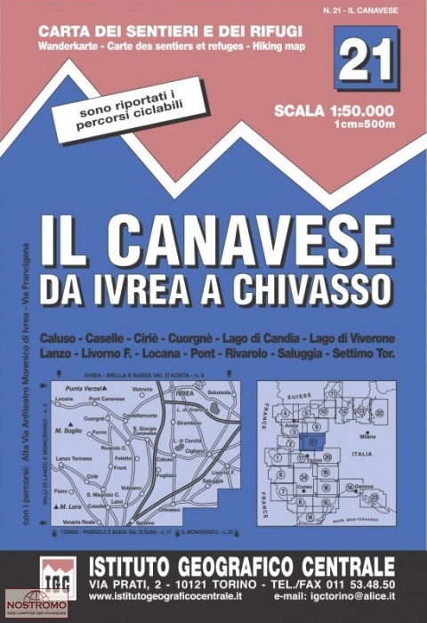 21 IL CANAVESE DA IVREA A CHIVASSO | carte de randonnée IGC