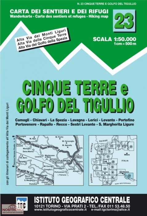 23 CINQUE TERRE E GOLFO DEL TIGULLIO | carte de randonnée IGC