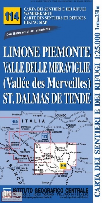 114 LIMONE PIEMONTE | carte de randonnée IGC