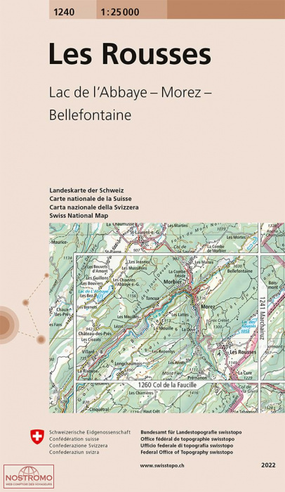 1240 LES ROUSSES - LAC DE L'ABBAYE - MOREZ - BELLEFONTAINE | carte topographique Swisstopo