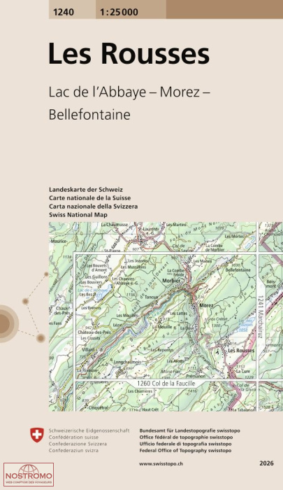 1240 LES ROUSSES - LAC DE L'ABBAYE - MOREZ - BELLEFONTAINE | Swisstopo topographic map