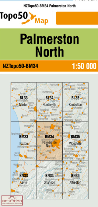 BM34 PALMERSTON NORTH | carte topographique LINZ
