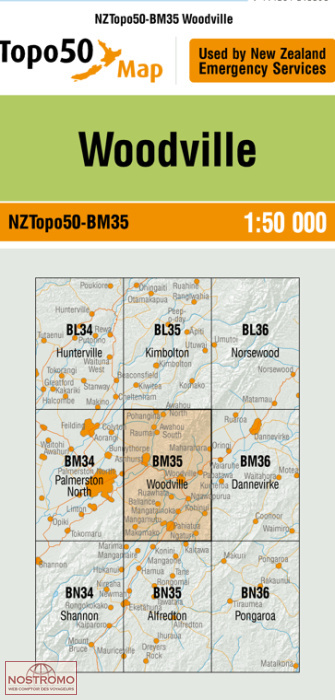 BM35 WOODVILLE | carte topographique LINZ