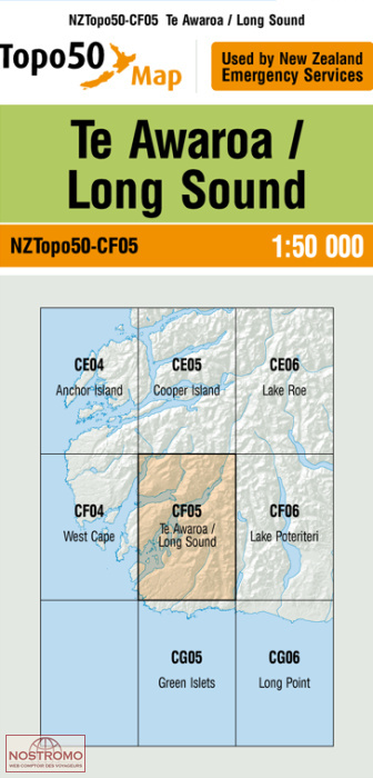CF05 TE AWAROA / LONG SOUND | carte topographique LINZ
