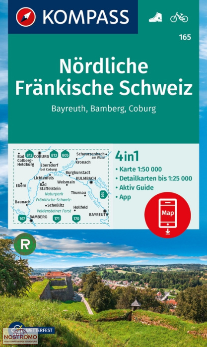165 NÖRDLICHE FRANKISCHE SCHWEIZ | carte de randonnée Kompass