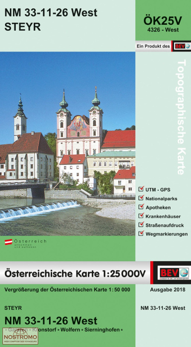 4326-WEST STEYR | carte topographique BEV