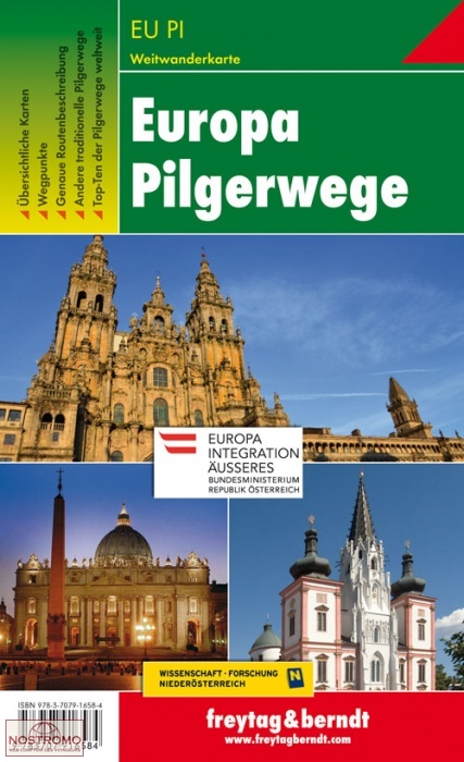 CHEMINS DE PÉLERINAGE EN EUROPE | carte touristique Freytag & Berndt