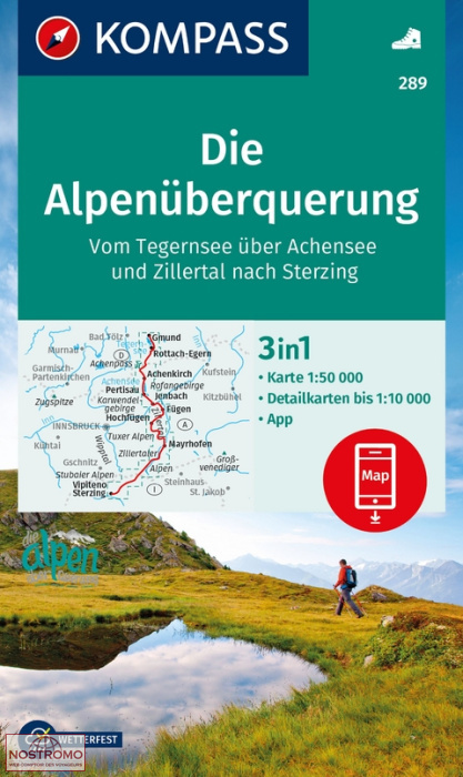 289 DIE ALPENÜBERQUERUNG - VOM TEGERNSEE NACH STERZING | carte de randonnée Kompass