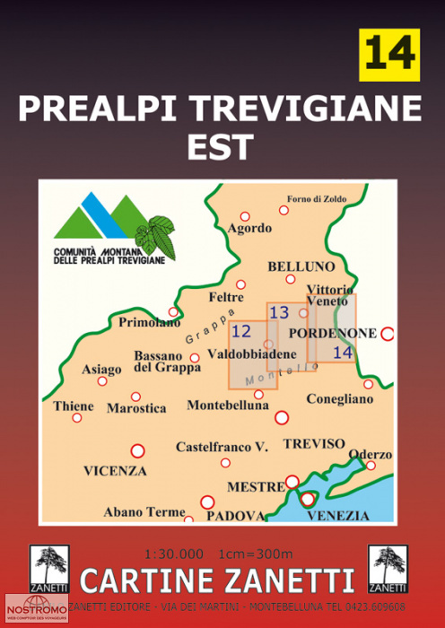 14 PREALPI BELLUNESI EST | carte de randonnée Zanetti