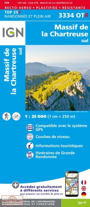 3334OTR MASSIF DE LA CHARTREUSE SUD | carte de randonnée IGN
